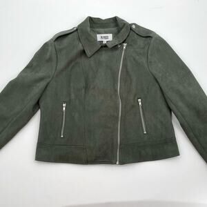 B B Dakota Steve Madden Faux‎ Suede Jacket, Full Zip, Green, Sz. XXL Moto